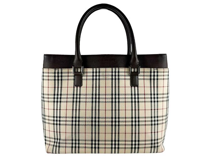 Bolsa Burberry em nylon, lona e couro Marrom Bege