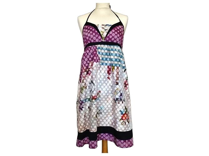 Autre Marque Anatopik Vestido Odalisque de Algodão Marrom Preto Rosa Branco Azul Cinza Roxo