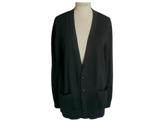 Cardigã longo Chanel Uniform em jersey Preto