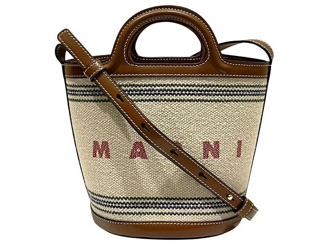 Sac à main seau Marni Small Marron Beige