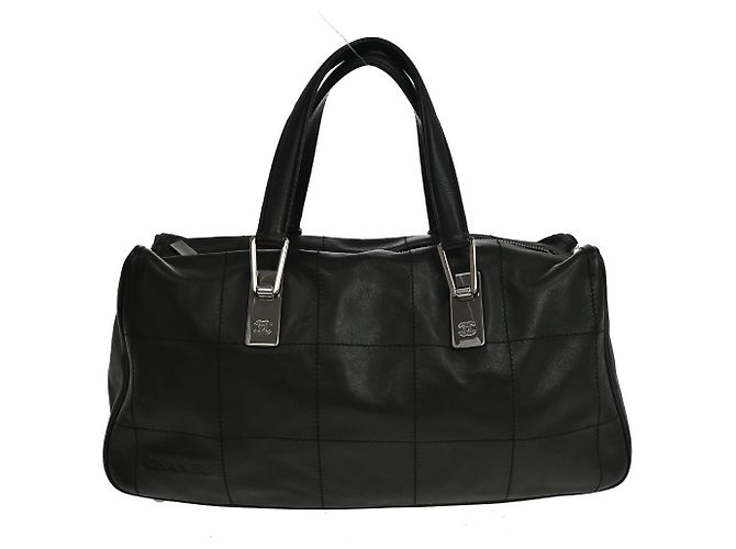 Chanel Square Stitch CC Boston Quilted Leather Large Noir