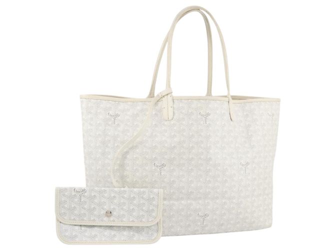 GOYARD Herringbone Saint Louis GM Tote Bag PVC White Auth 204859A