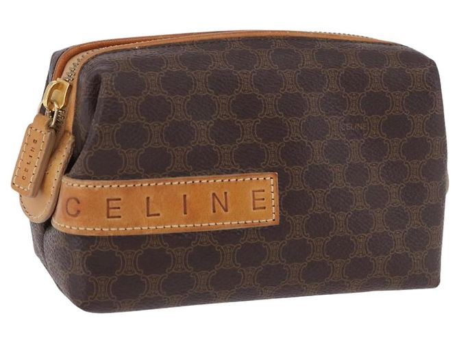 Céline Pouch CELINE Macadam Canvas PVC Leather Brown Gold Auth ki6850 Marrone D'oro