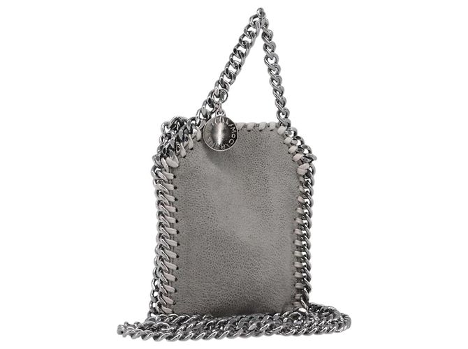Stella Mc Cartney Stella MacCartney Falabella Micro Chain Shoulder Pouch Polyester Auth 202846V Marron Argenté