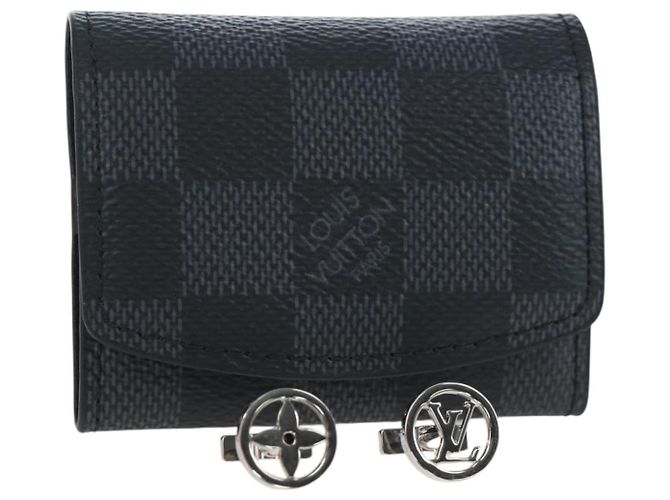Gemelli LOUIS VUITTON Damier Graphite LV Catch Cuffs M80188 LV Auth 202616V Argento Damier ebene