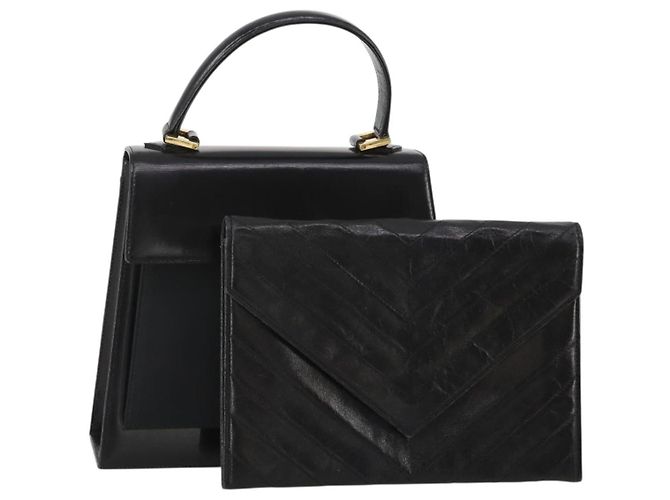 Autre Marque Bolsa de mão SAINT LAURENT em couro Conjunto de 2 Preta Auth 200742 Preto