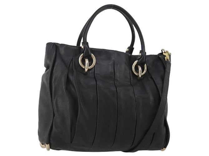 Borsa a mano BALLY in pelle 2way Nero Oro Auth mr2891 D'oro