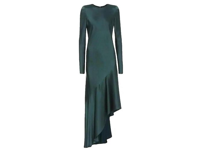 Haider Ackermann Vestido em cetim verde com bainha assimétrica Verde escuro