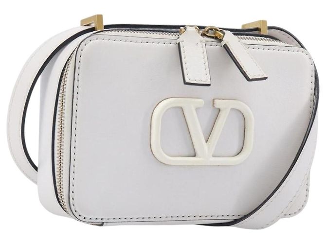Borsa a tracolla VALENTINO in pelle bianca e oro Auth 202663A Bianco D'oro
