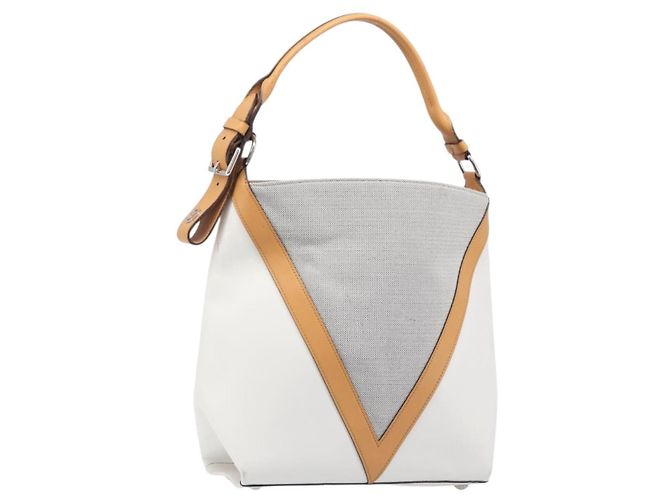LOUIS VUITTON Borsa a Tracolla Baguette GM Pelle Bianca Argento LV Auth 203256 Bianco
