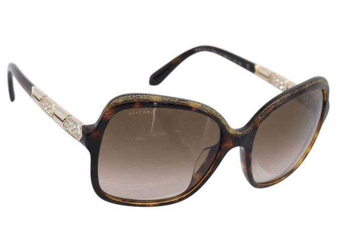Bulgari Occhiali da sole BVLGARI Plastica Marrone Tono Oro Auth BA15587V