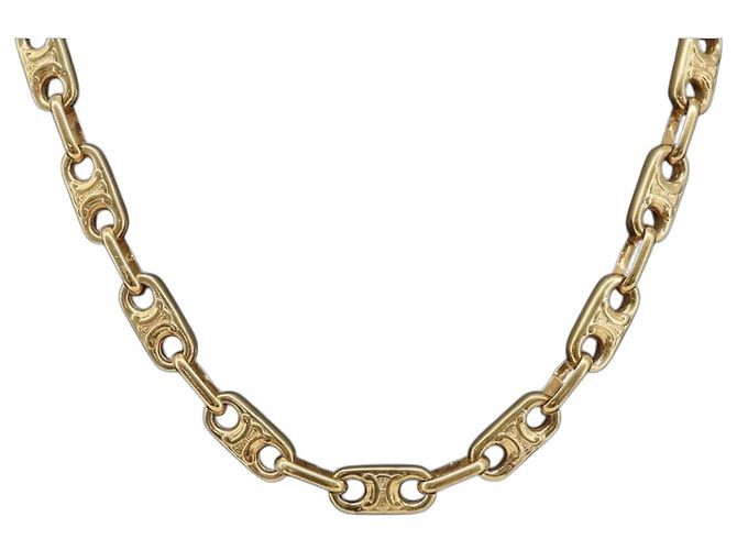 Céline Colar de corrente CELINE metal Gold Auth 203911M Dourado