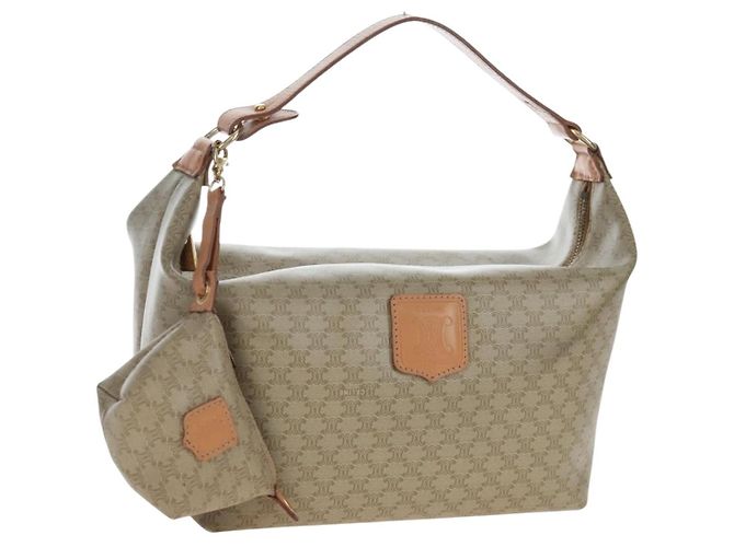 Céline Sac à main CELINE Macadam Canvas PVC Beige Gold Auth 201135V Doré