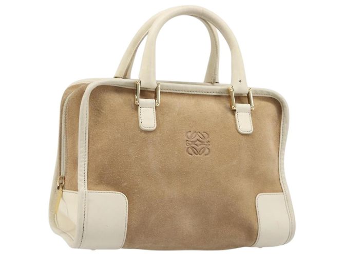 Sac à main LOEWE Amazona 28 Daim Beige Doré Auth 204571V