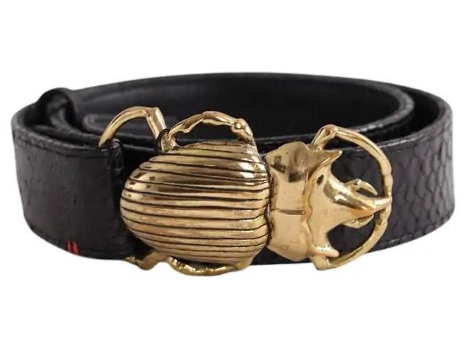 Claris Virot Black Exotic Leather Belt