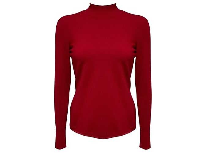 Alaïa Alaia Maroon Red Rollkragenpullover aus Wollstrick Rot