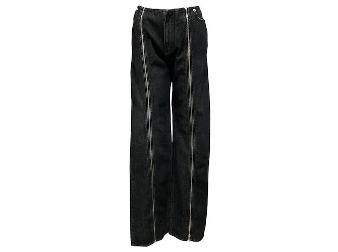 Jean Paul Gaultier - Jeans in denim nero con zip frontale