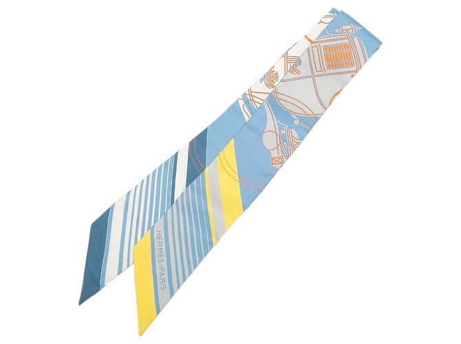 Pañuelo Twilly de seda Hermès Ex Libris Azul