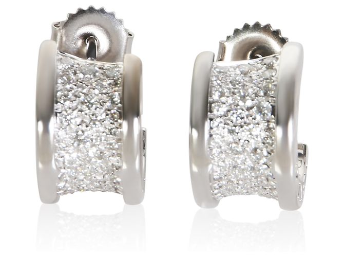 Bulgari Orecchini a cerchio B.zero1 in oro bianco e diamanti BVLGARI