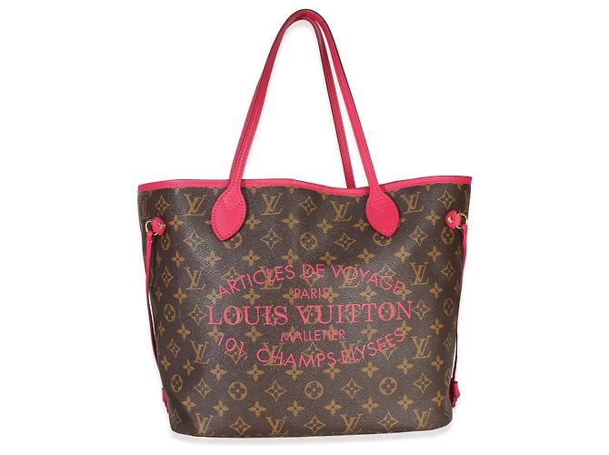 Louis Vuitton Rose Indien Monogram Articles de Voyage Ikat Neverfull MM Marrom Rosa