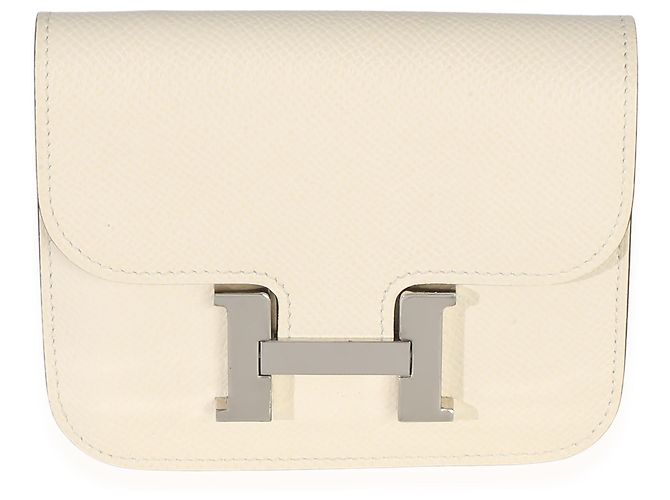 Hermès Nata Epsom Constance Slim Wallet PHW Weiß