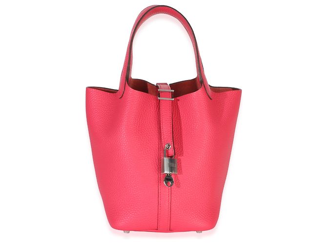 Hermès Rose Extreme Clemence Picotin Lock 18 PHW