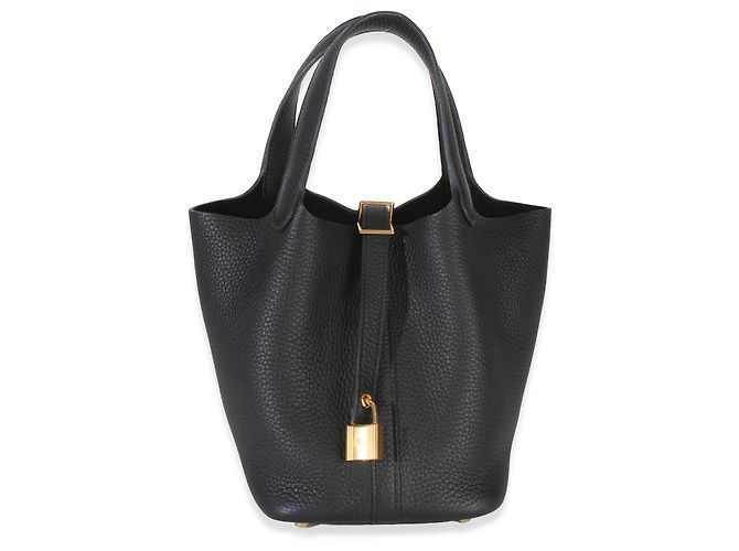 Hermès Black Clemence Picotin Lock 18 PHW Nero