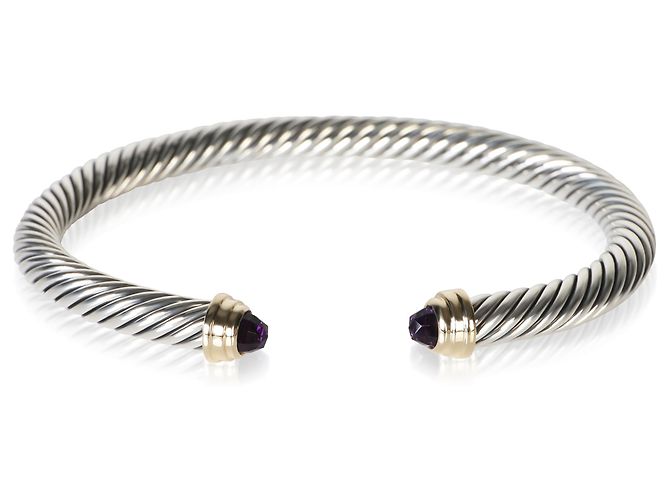 Bracciale Classic Cable David Yurman in oro giallo, argento sterling e ametista