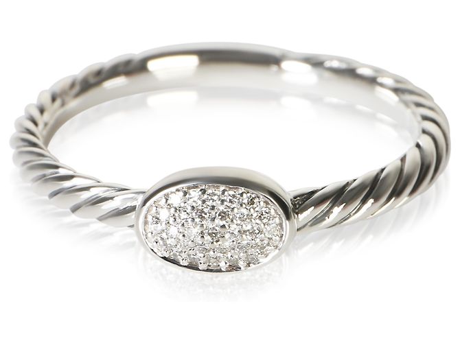 Anello stacking Cable in argento sterling e diamanti David Yurman