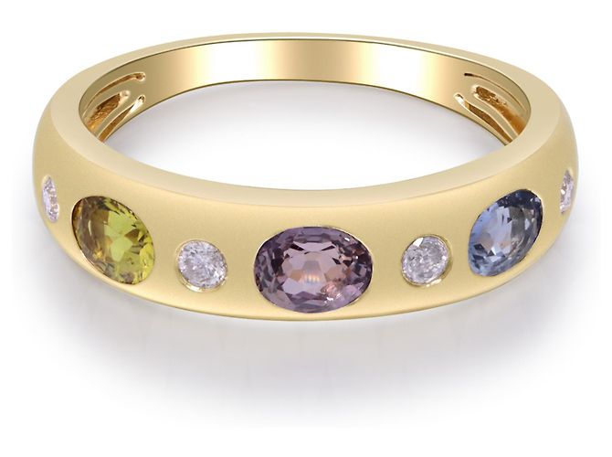 Autre Marque Anello in oro giallo, zaffiro e diamante