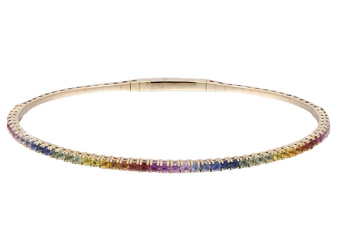 Autre Marque Brazalete flexible de oro amarillo con zafiros arcoíris
