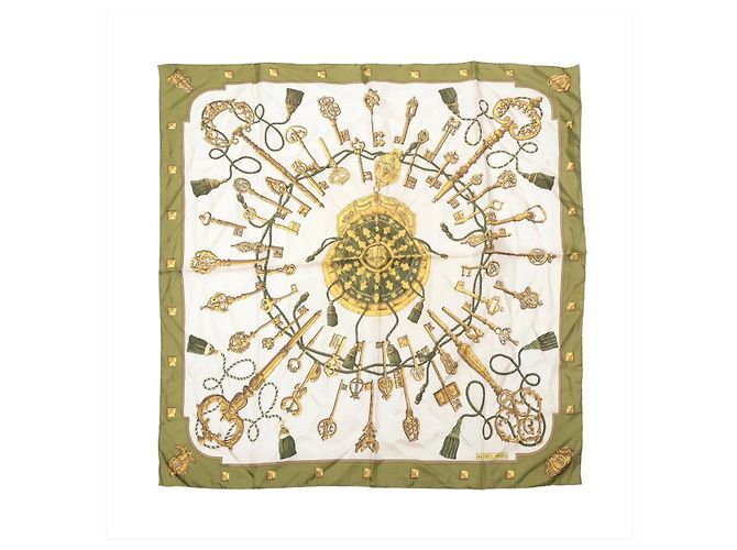 Hermès Carré 90 "LES CLES" Lenço de seda em Verde