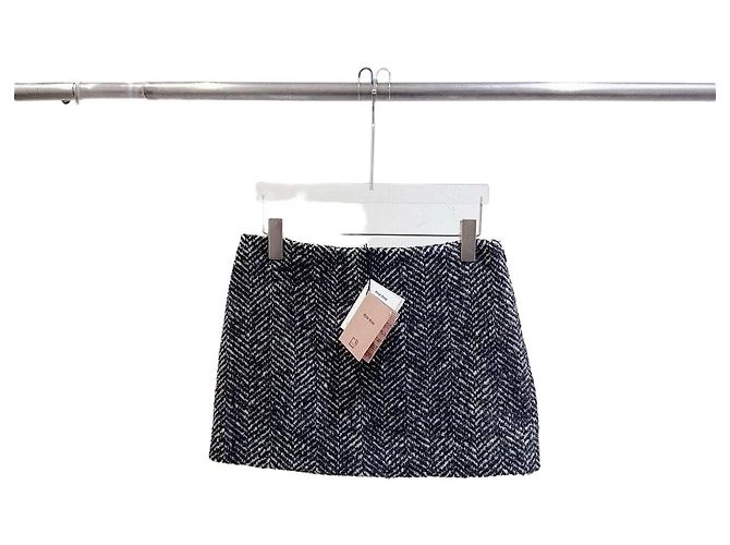 Miu Miu Navy Wool Herringbone Skirt Multiple colors