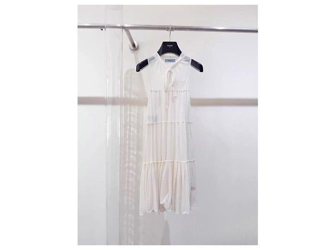 Prada Kleid Weiß aus Polyamid Mehrfarben