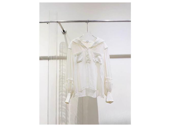 Top Chanel Waterfall de seda con detalles de tul Multicolor