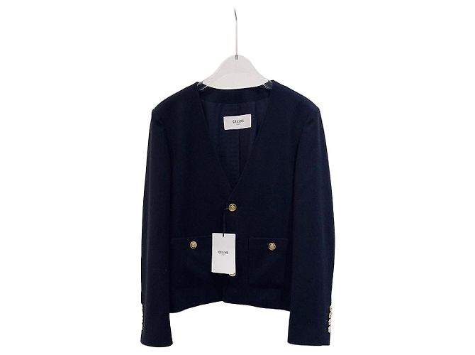 Céline Cashmere Jacket Black Gold Buttons Size 36 Multiple colors