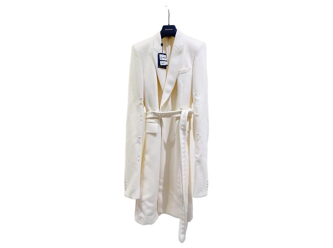 Louis Vuitton Wool Coat White Size 50