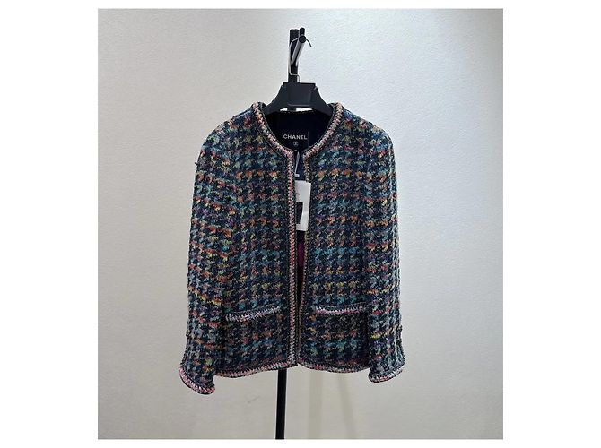 Giacca Chanel 20A in Tweed Multicolore Pied-de-poule