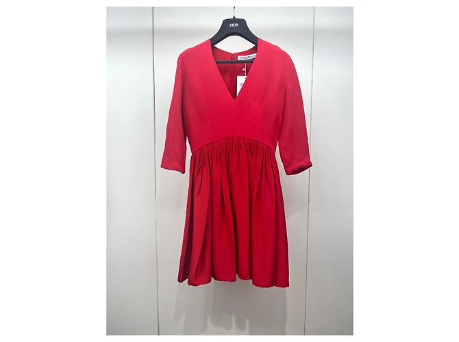 Autre Marque Dior Kleid Rot Mehrfarben