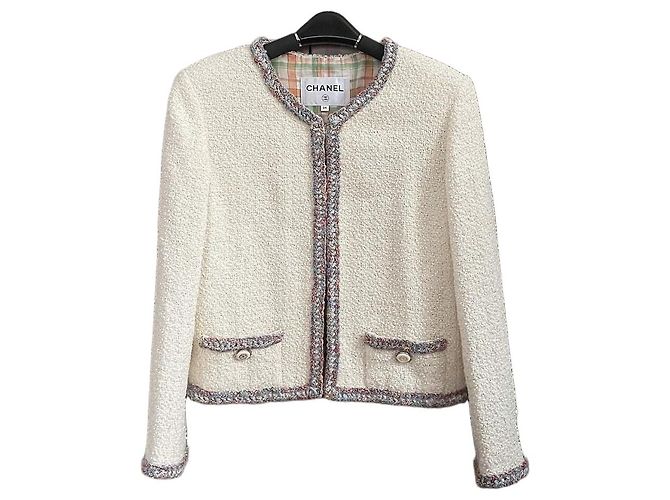 Chanel White Tweed Jacket Size 34