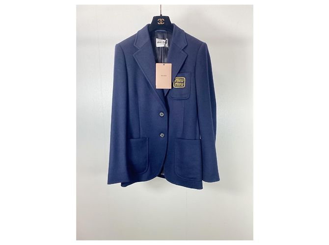 Miu Miu Blazer Jacke aus Wolle Navy Mehrfarben