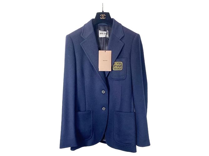 Miu Miu Navy Wool Blazer Jacket