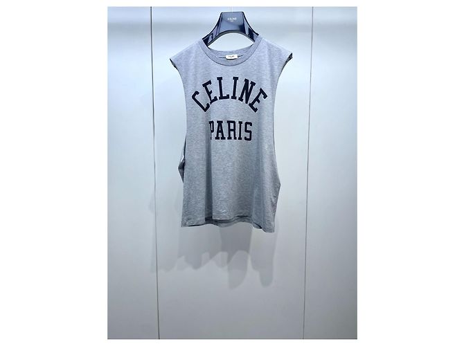 Top sem mangas Céline de algodão cinza com logo Multicor