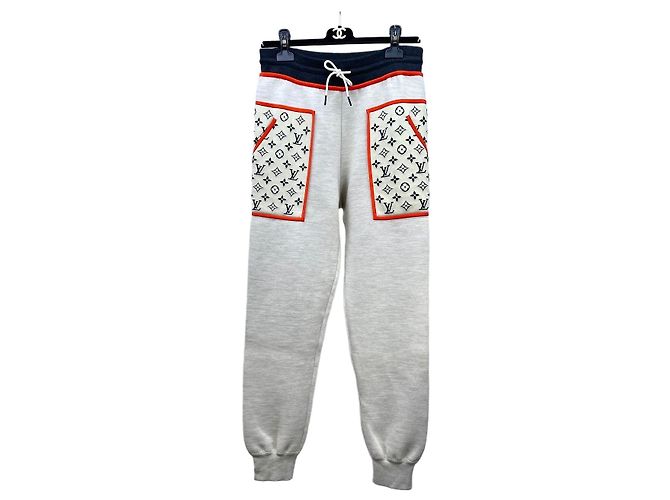 Pantaloni Jogger Louis Vuitton Monogram Grigio Cotone XS Multicolore