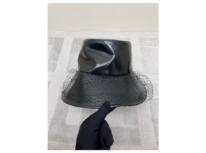 Autre Marque Dior Black Leather Bucket Hat with Mesh Multiple colors