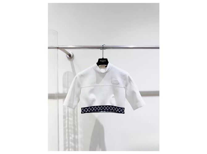 Top Louis Vuitton de algodón blanco Multicolor
