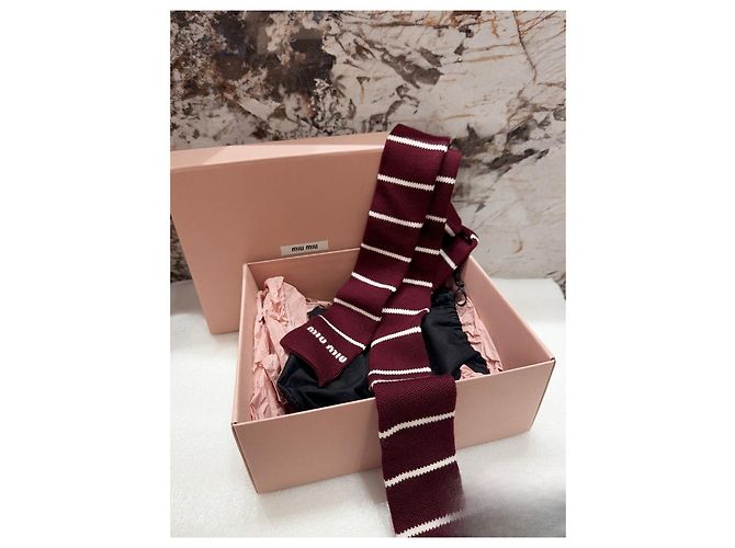 Bufanda Miu Miu de lana a rayas burgundy Multicolor