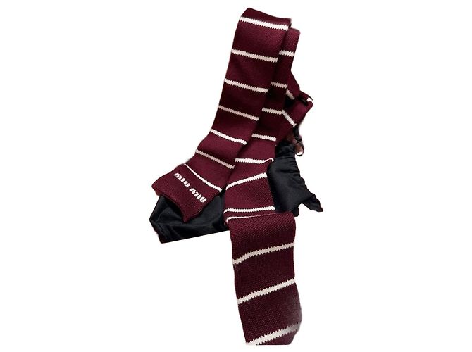 Cachecol Miu Miu de lã listrado burgundy Multicor