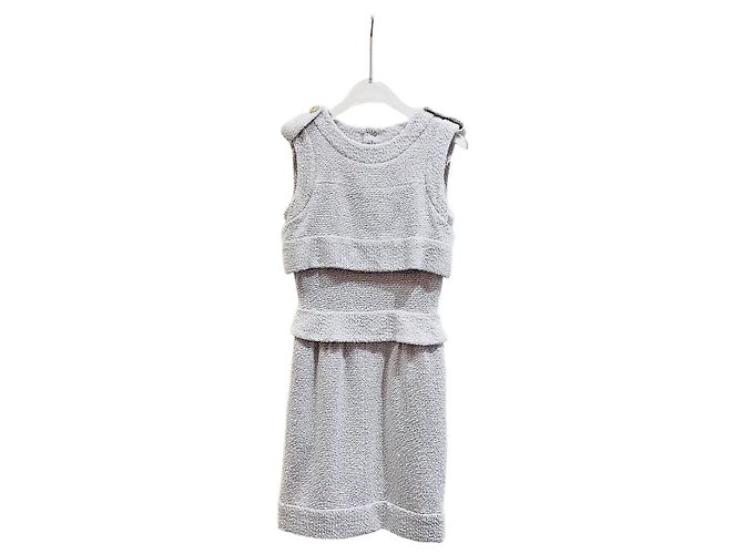 Vestido Chanel de tweed cinza Multicor