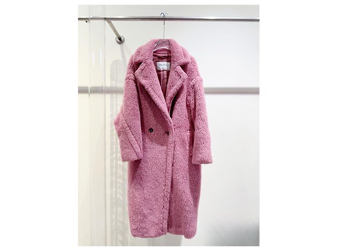 Cappotto Teddy Max Mara Rosa Eco Pelliccia Multicolore